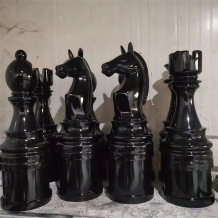 Yard Decor Large Hand Carved Marble fiberglass chess sculpture art chess statue For Sale