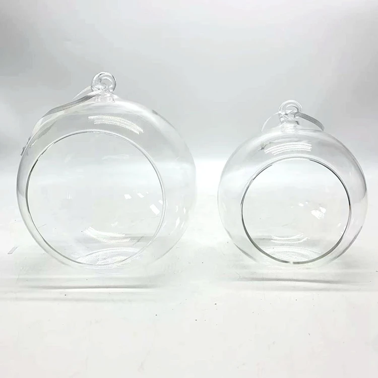 Decorative Glass Hollow Ball Opening Glass Drop Ball Indoor Decorative Candle Container
