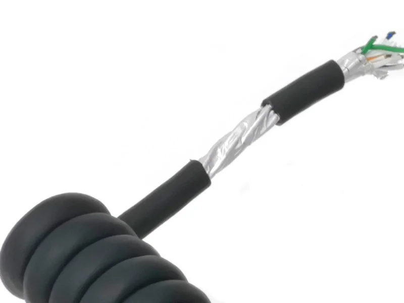 Спиральный кабель RJ45 8P8C TPU сетевой выдвижной катушка Cat5e FTP