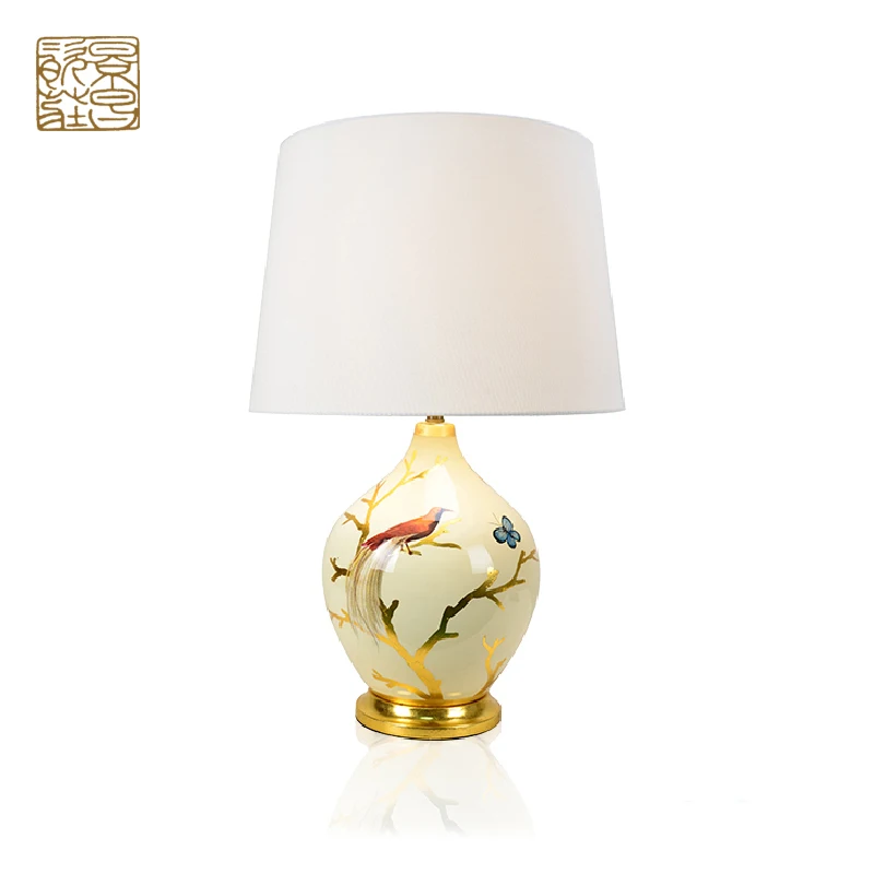 Chinese style blue flower figure antique table lamp