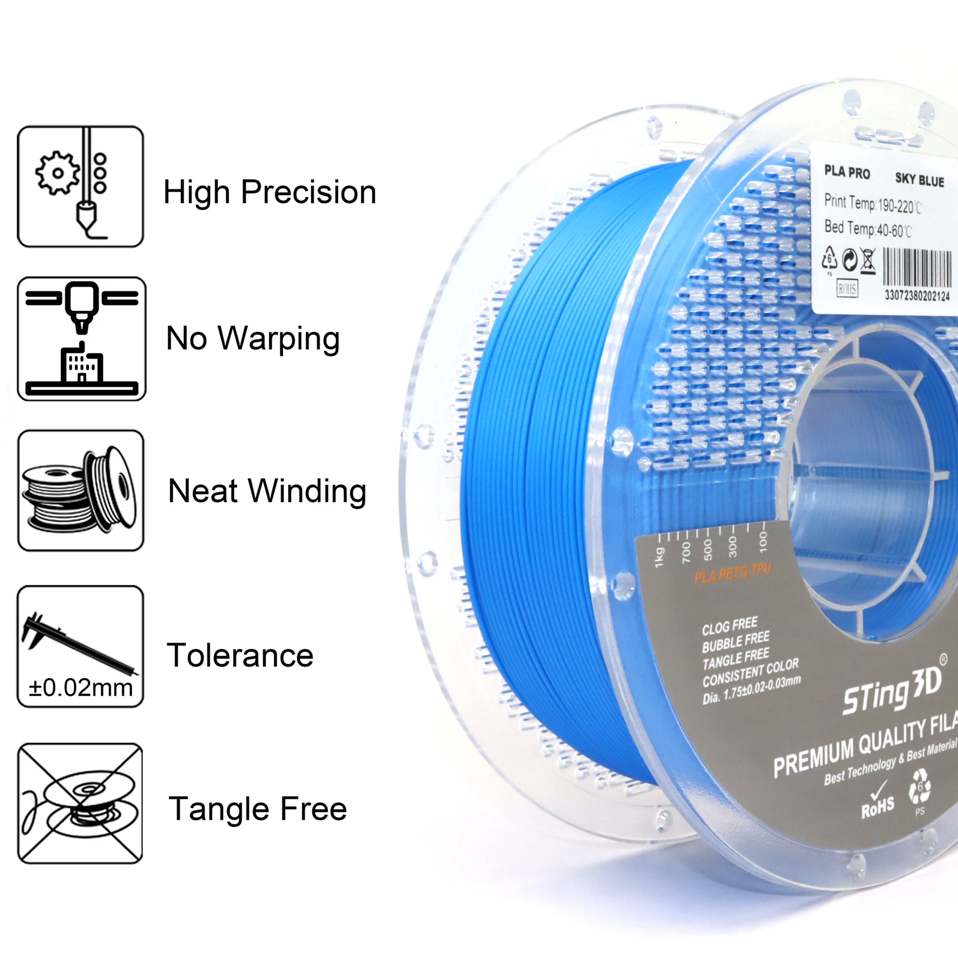 Sting3d filament 3d PLA plus filament 175mm matte PLA 3d printing filament filamento PLA PETG ASA ABS TPU for 3d printer