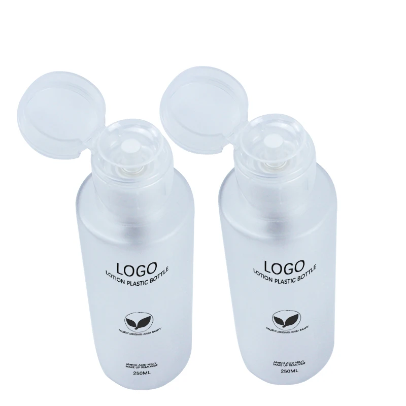 plastic body lotion packaging bottle 250ml  transparent frosted container toner plastic bottle