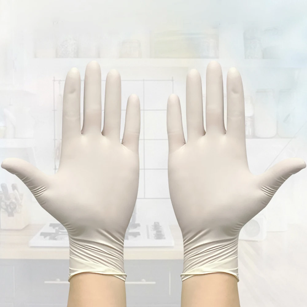 100PCS/BOX Disposable Guanti Latex Powder Free  Food Handling Safe Thickness 5 Mil Heavy Duty Cleaning Guanti
