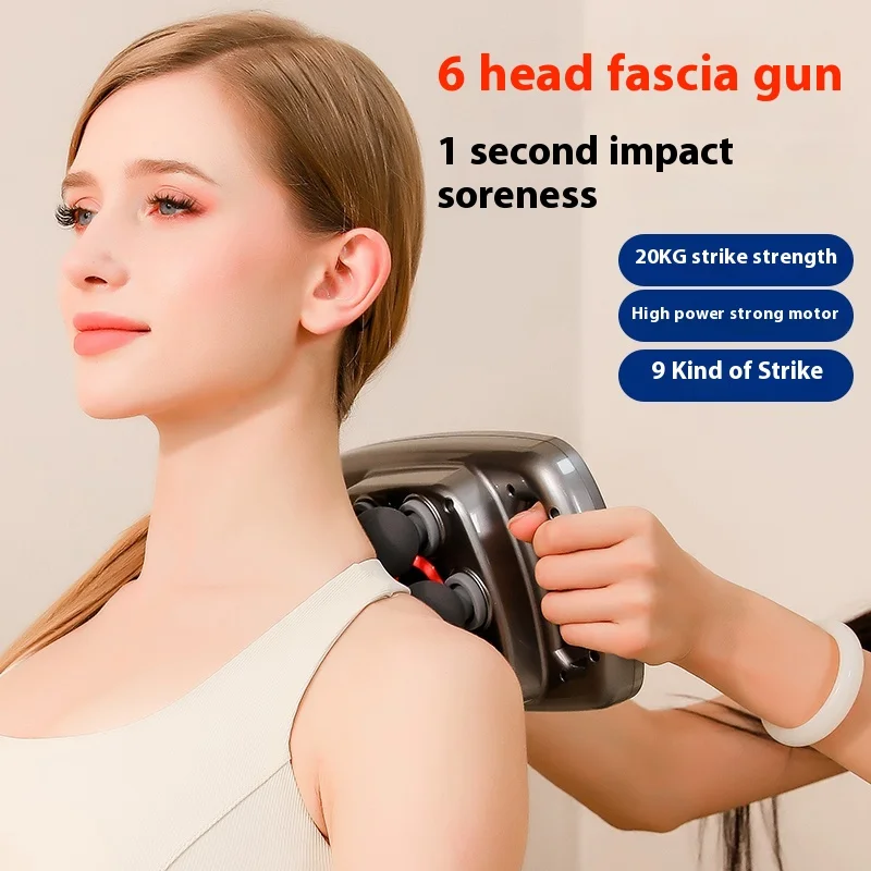 2024 Oem LED Screen Handheld 6-Heads fascial muscle Massage Gun Deep Tissue Full Body Massager for Pain Relief