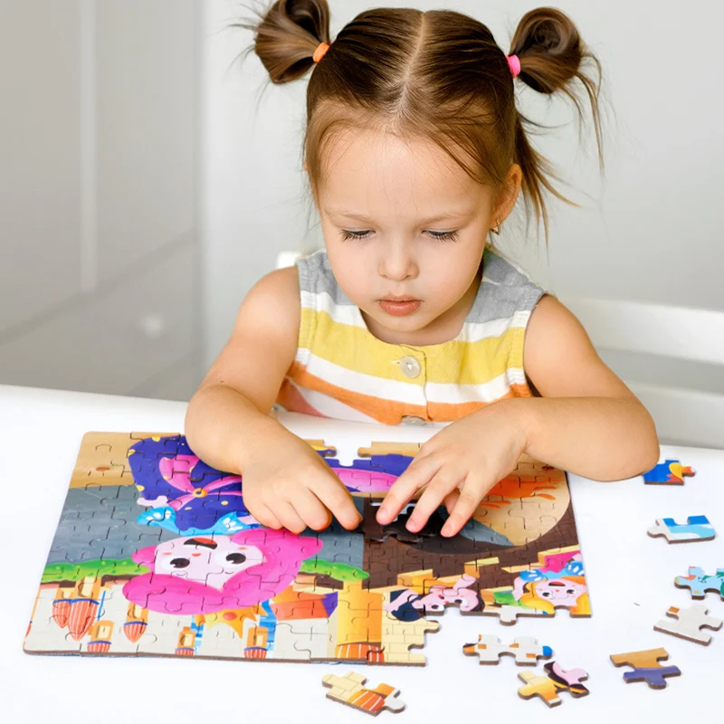 100pcs kids puzzle creative logic imagination kindergarten toddlers cartoon jigsaw puzzle with box