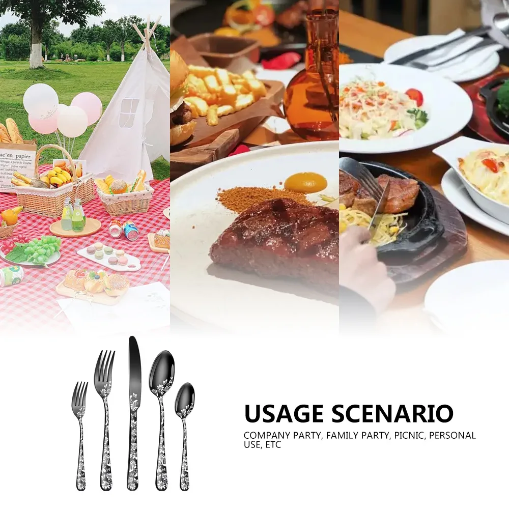 Набор посуды из нержавеющей стали с узором 20 шт. Западный Стейк-нож вилка и ложка