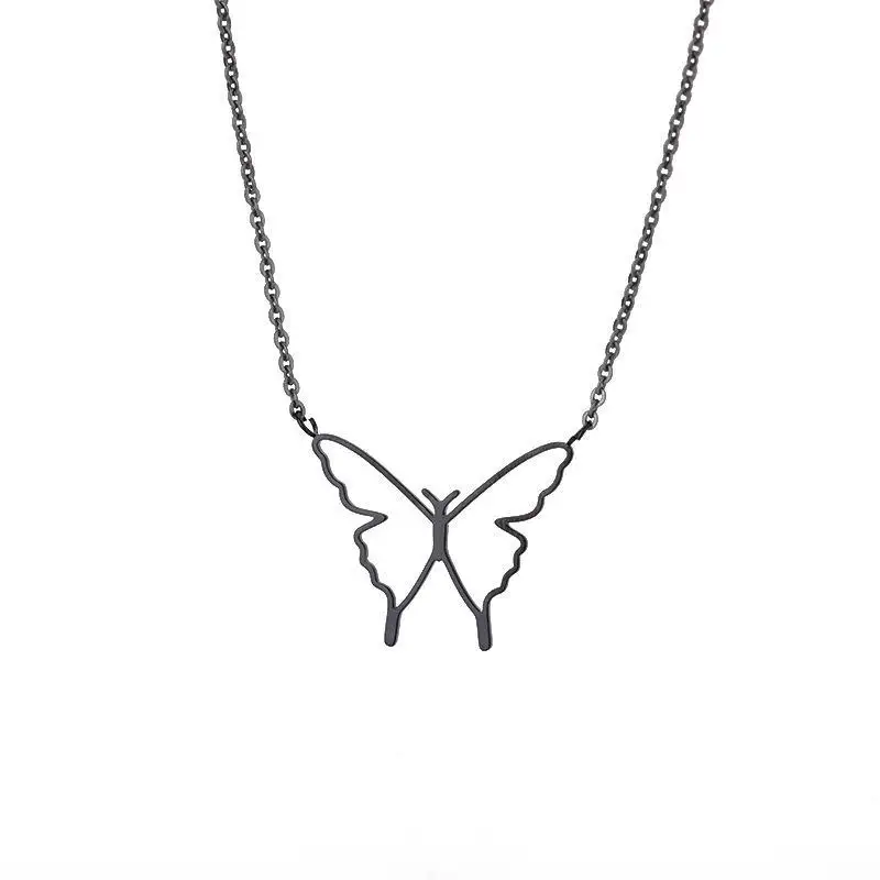Shiny Personality Hollow Butterfly 18K Gold Plated Necklace Female Neck Jewelry Stainless Steel Butterflies Necklace Choker
