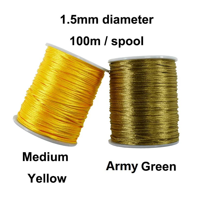 1.5mm Polyester Rattail Cord Satin Wire Stock DIY Jewelry Findings 100% Polyester round Shape for Shoes Garments Bags