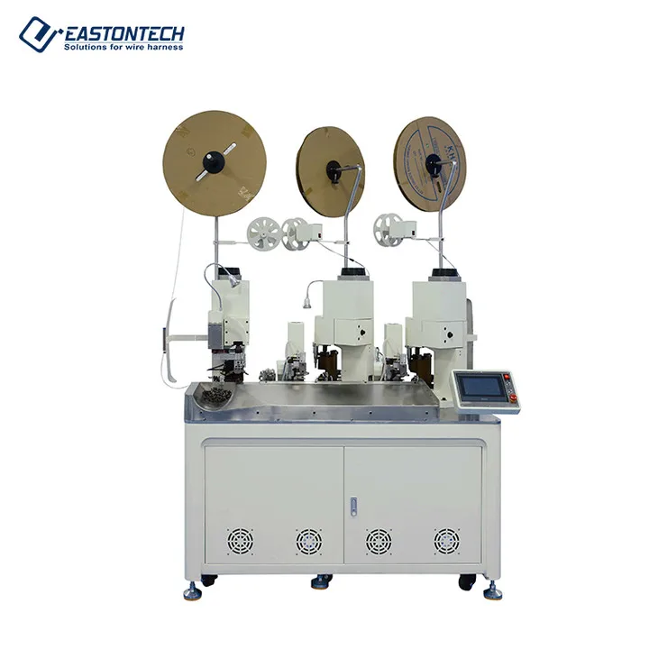 EW-8040 Fully Automatic electric wire cutting stripping and terminal crimping machine four wire joint connect machine