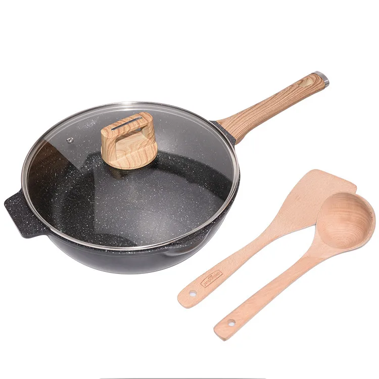 Anti-yellowing Aluminum Cookware Marble Deep Nonstick Cookware Sets Granite Coated Mini Fry Pan