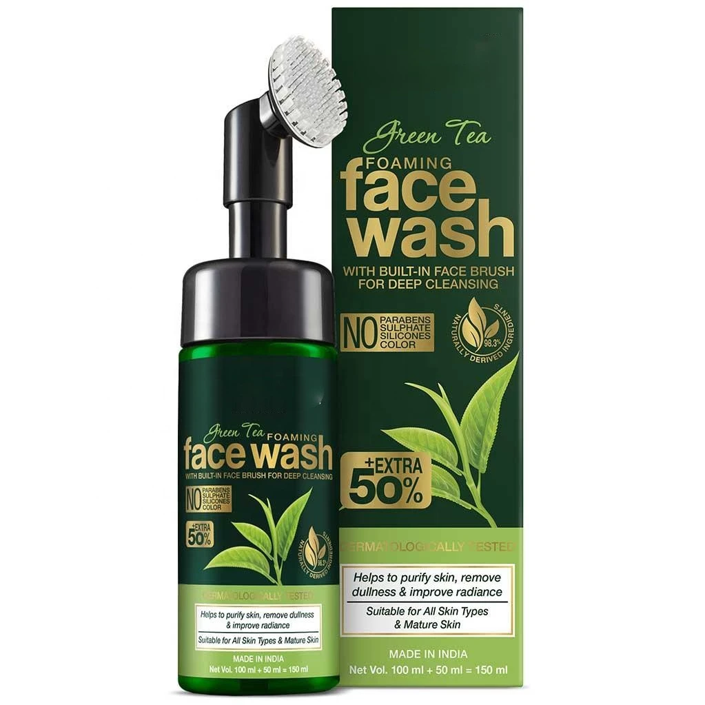 Private Label Vitamin C Foam Face Wash Retinol Coffee Green Tea Coconut Bubble Facial Cleanser for Skin Brightening