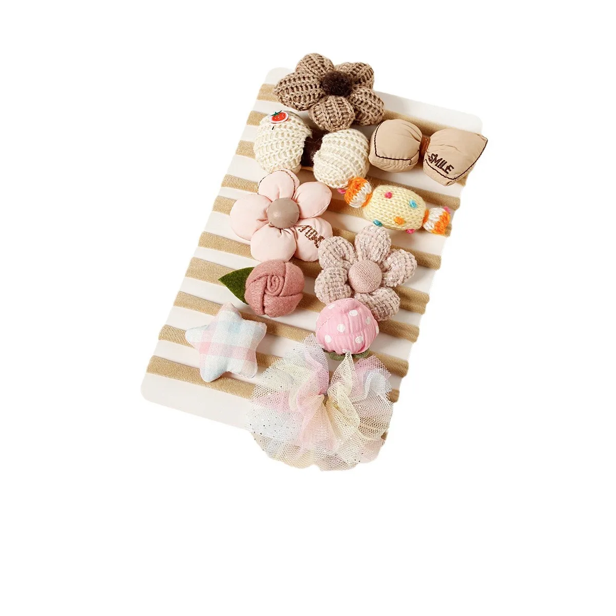 10Pcs/Set Kids Hair Bows Nylon Headband Crochet Flowers Candy Stars Shape Headband For Baby Girls Daily Hair Accessories