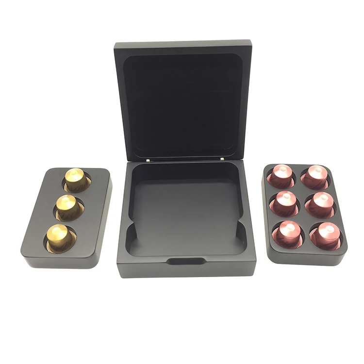 6+3 Holes Coffee Capsule Storage Wood Box Solid Wood Gift Boxes Packaging Nespresso Capsule Wooden Box