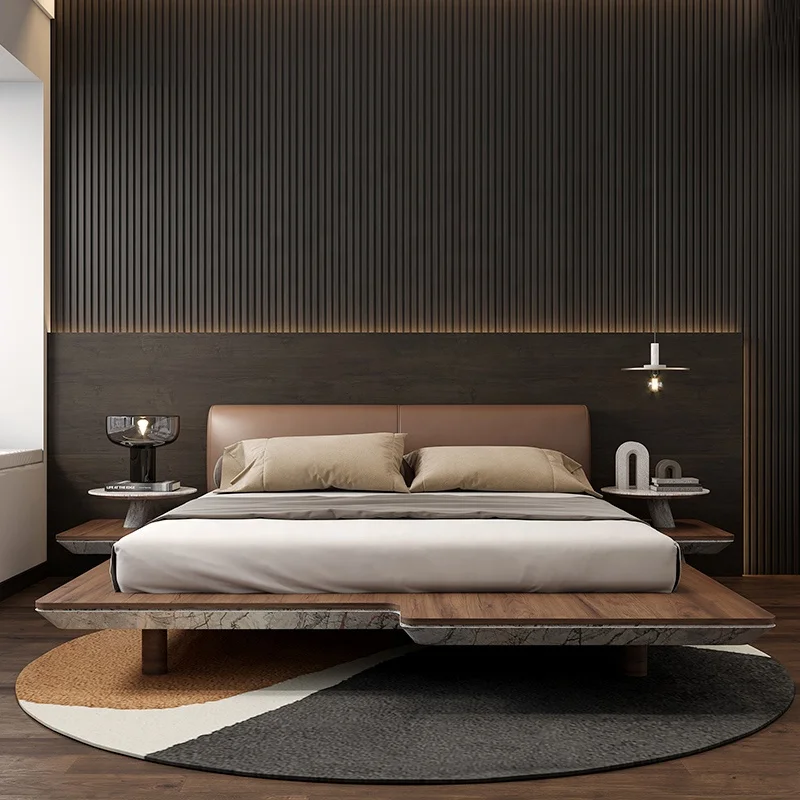 Shipping container house luxury 4 beds room wooden bed tatami bed frame king size