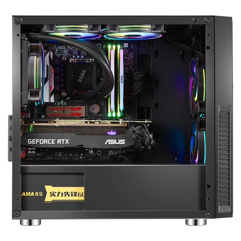 SAMA elegant micro atx case power supply pc case computer tempered glass computer case