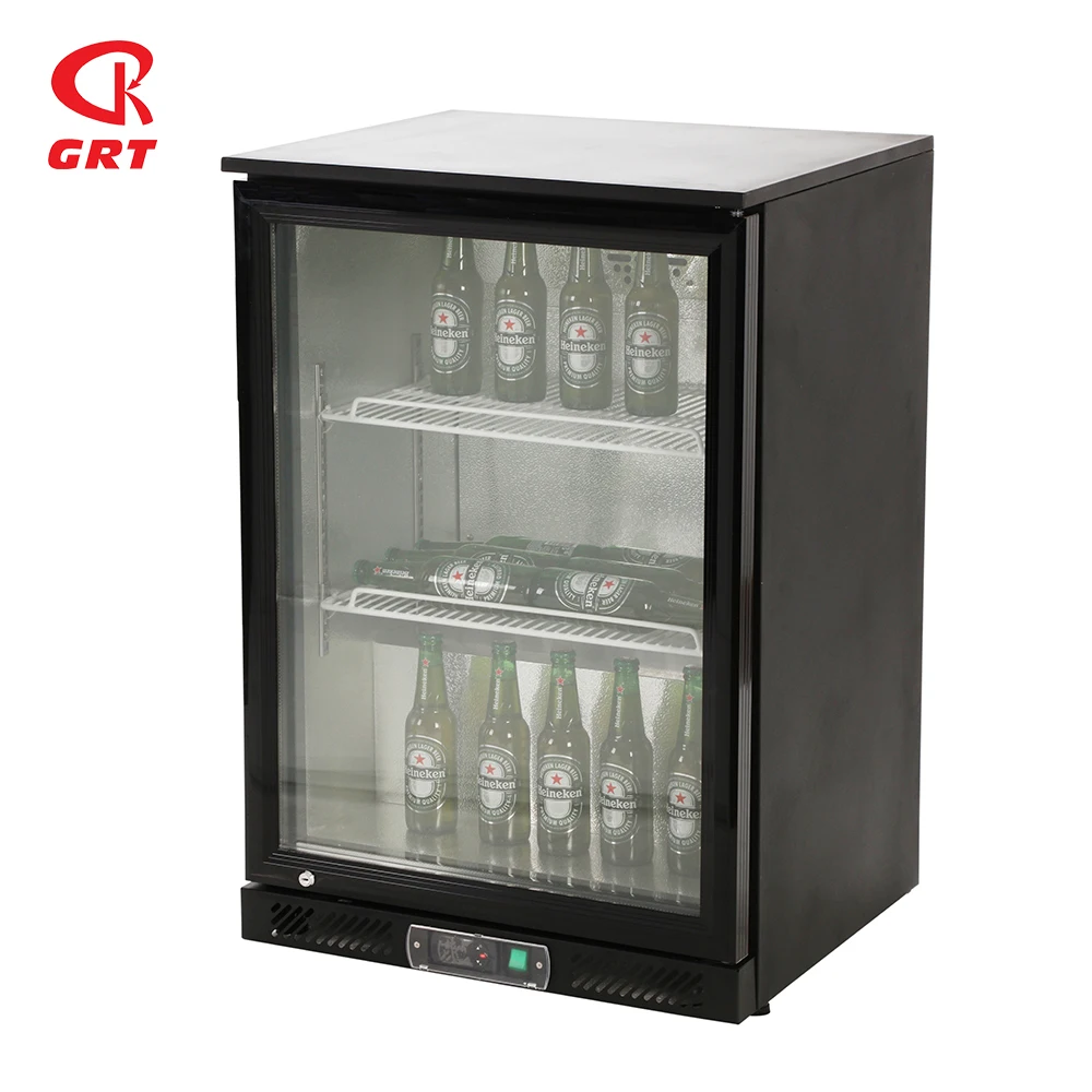 GRT-GN126H Sliding Glass Door Black Counter Back Bar Refrigerator