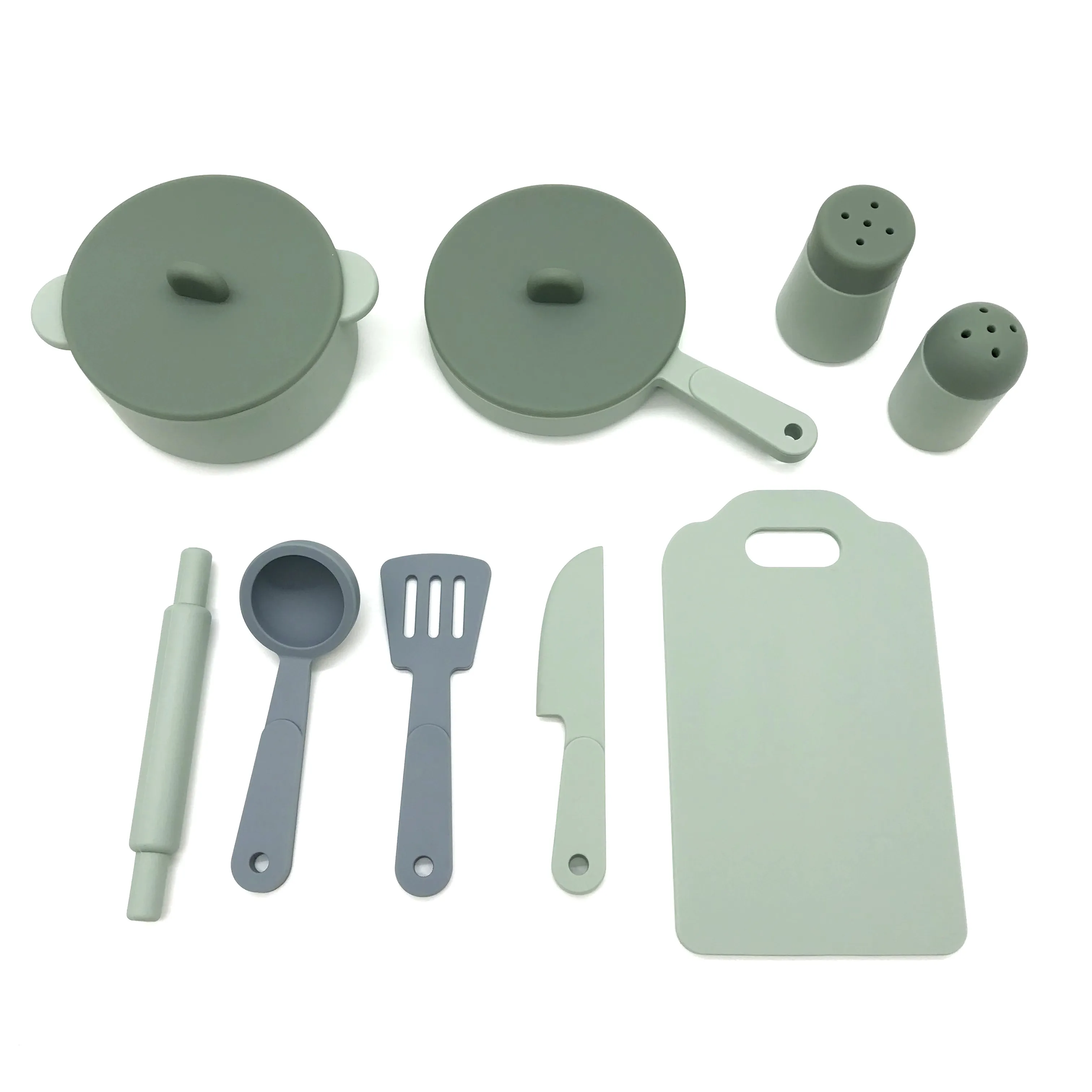 NEW CPC Passed Kids Play Silicone Kitchen Bakeware Toys Accessories Set, Children Pretend Cooking Role Playing Game
