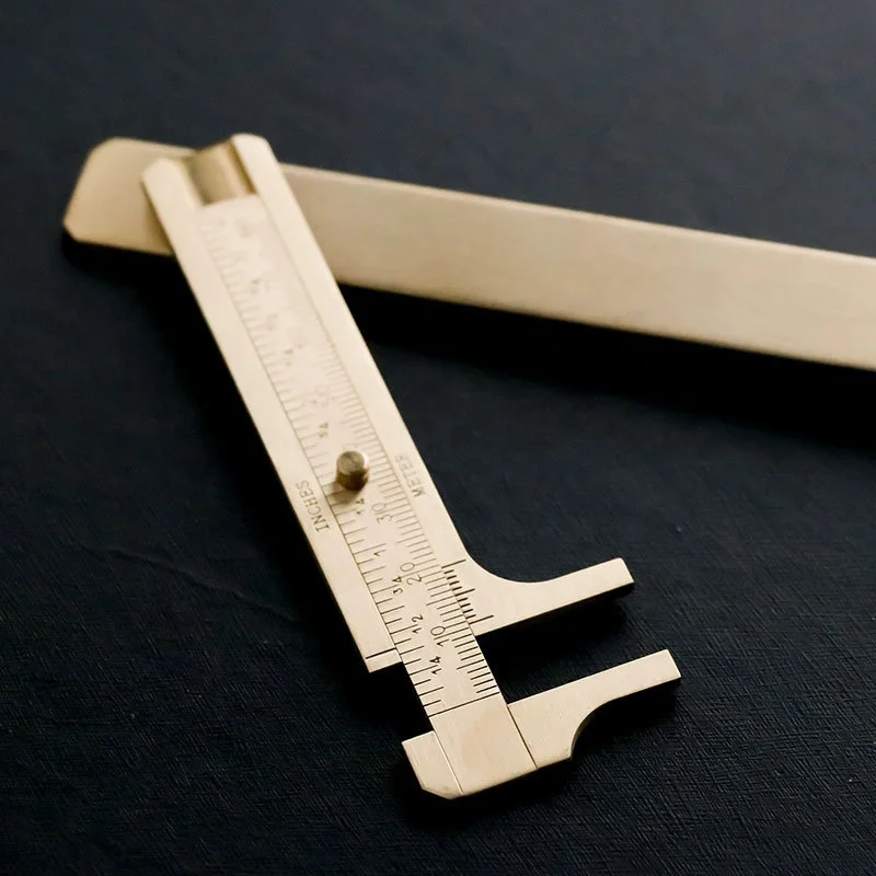80MM double scale measuring Mini pure brass portable pocket retro copper caliper ruler