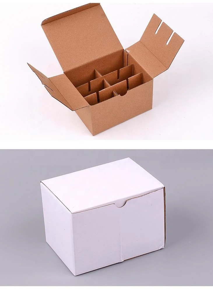 Custom Logo White Corrugated Paper Essential Oil Bottles Shipping Box Nail Polish Box With Divider