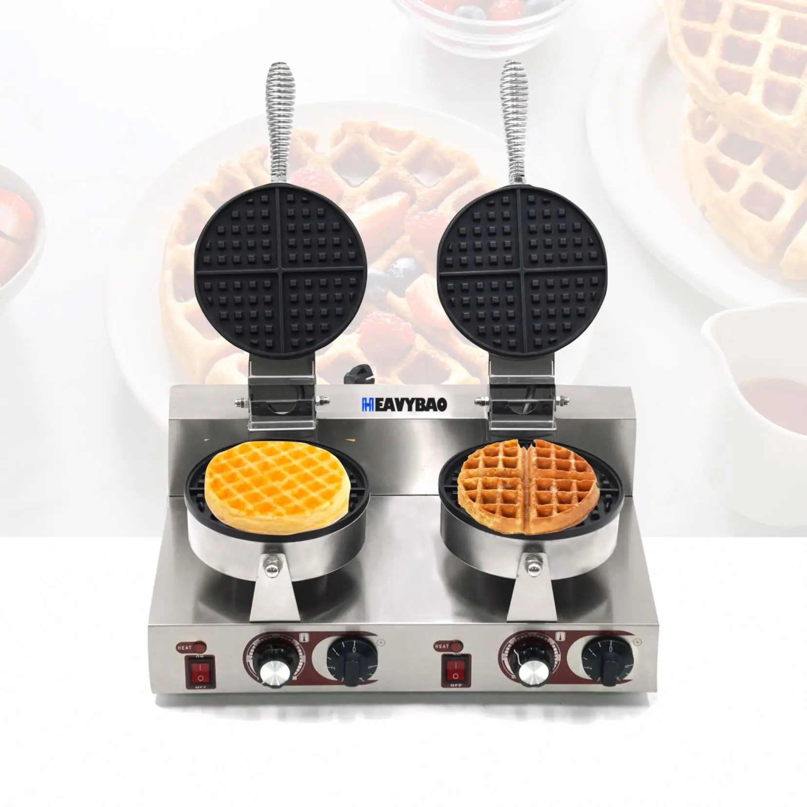 Heavybao Snacks Food Processing Machine Supply Commercial Double Belgian Hotdog Custom lollipop Waffle Maker