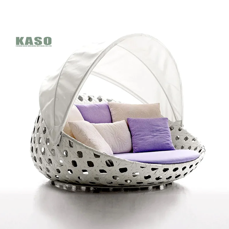 Hotel Outdoor Furniture Pool Garden Metal Aluminum Wicker Daybed Couch Sofa Round Sun Lounger Plastic Rattan Beach Day Bed