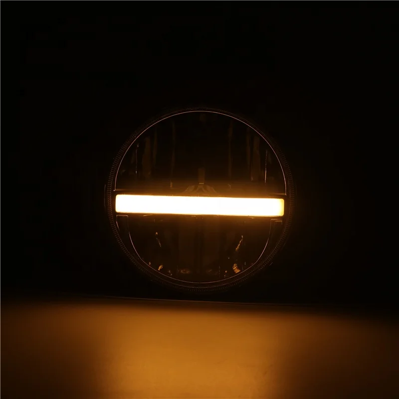 Round 7inch h4 amber turn light headlamp DRL led headlight for Jeep land rover defender off road