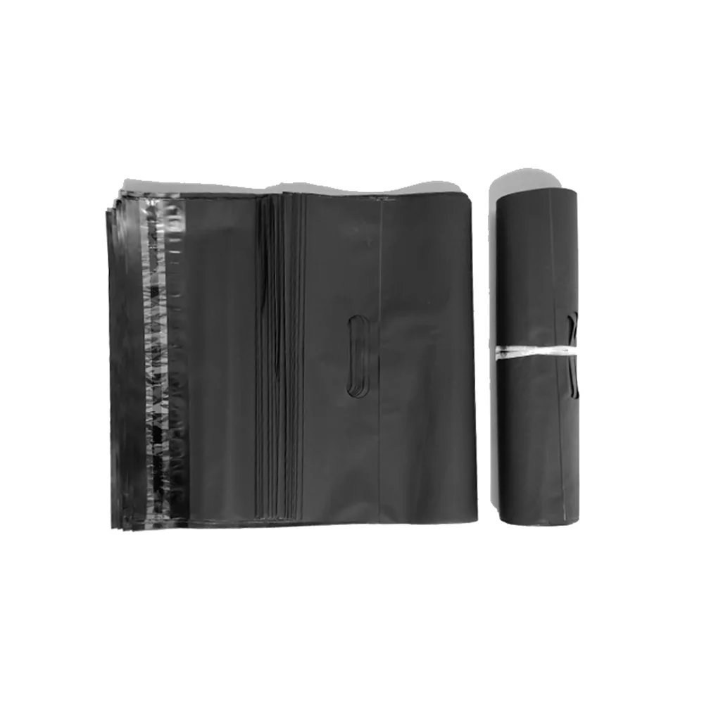 design is free Logo Recyclable Retail Reusable Black Translucent Plastic Poly Tote Carrier Shopping Bags With Handles