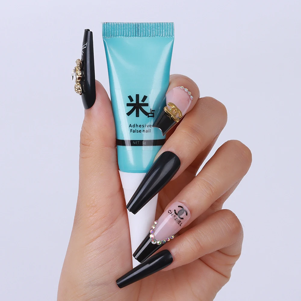 Adhesive Nail Glue Gel Fast Drying Glue with Remover for Fake Acrylic Nails and Press on Nails Kit Glue Gel