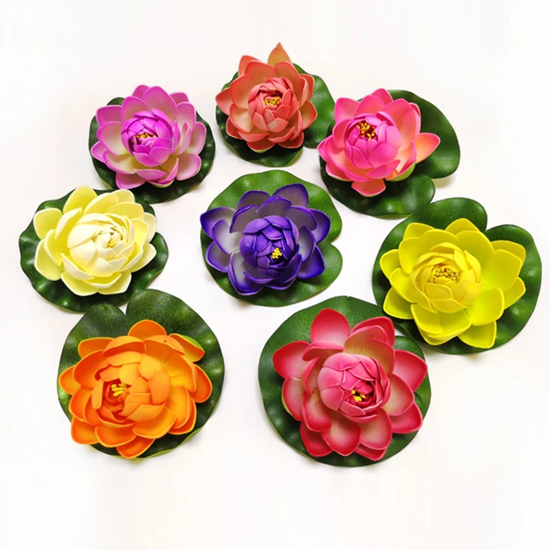Lotus Artificial Flower Floating Lotus Plant Lifelike Water Lily Micro Landscape for Pond Fish Tank Garden Decor