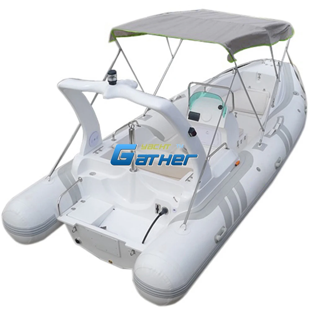RIB boat luxury 19 FT 5.8 m rib580C fiberglass inflatable hypalon boat rigid rib speed yacht boat for leisure and fishing sports