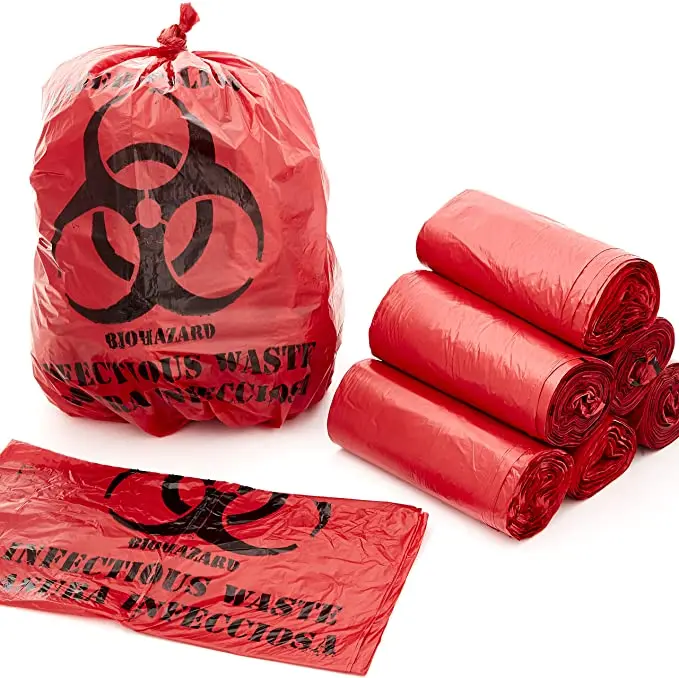 Hospital Use Yellow Red HDPE Plastic Disposable Waste Bags Autoclavable Bag Medical Biohazard Bag