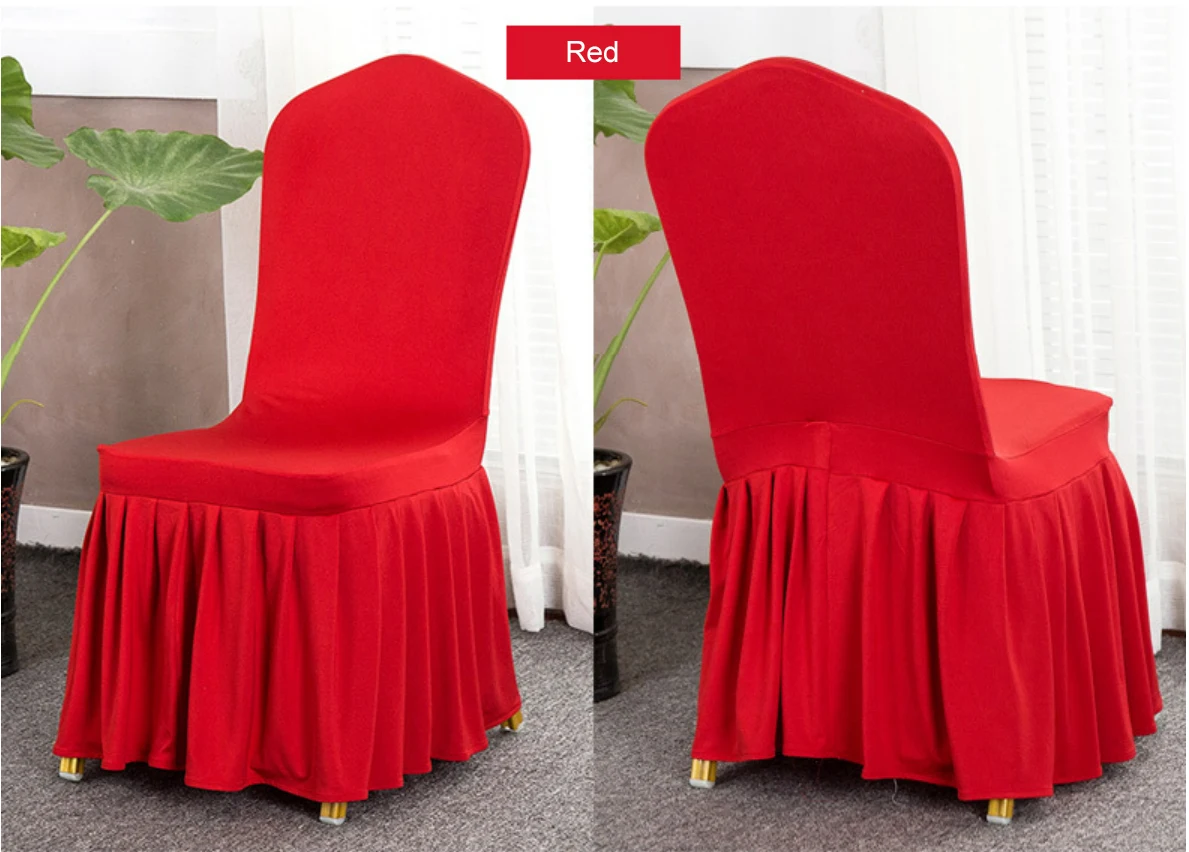 Sixu New design lovable style fundas de sillas ruffled spandex elastic banquet dining chair covers