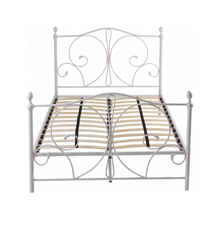 
wholesale hotel modern bedroom designs white metal double bed sell 