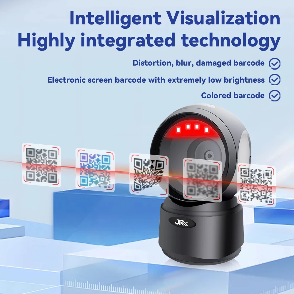 JR 2024 T27H Express Logistics QR Desktop Scanner QuickReading 1D 2D Barcode Hot Selling cashRegister POS