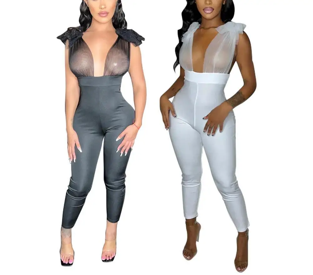 Женский Блестящий Облегающий комбинезон на тонких бретельках