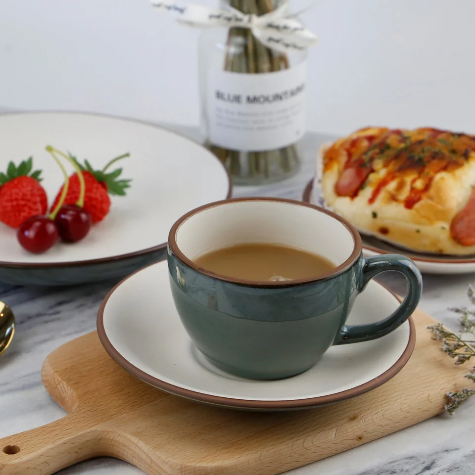 Nordic style Reactive Glaze Ceramic Hand Paint  16pcs Tableware Dinnerware Sets