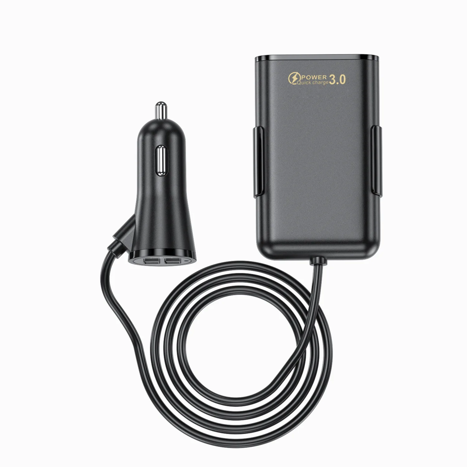 4 Port USB Car Charger Quick Charge QC3.0 5.6ft Extension Cable For iPhone 12 Xiaomi Mobile Phone Driving Recorder Fast Charging