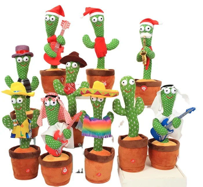 Flowerpot Twisting Dance Cactus Doll Talking Singing Music Dancing Cactus Decorations Cute Stuffed Plush Toy For Halloween Chris