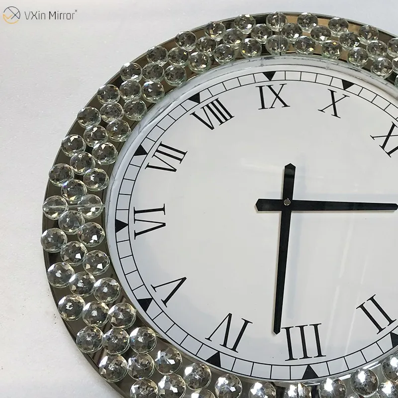 Handmade diy wooden 3D mirror wall clock luxury home living room wall acrylic decorative Arabian round clock wall