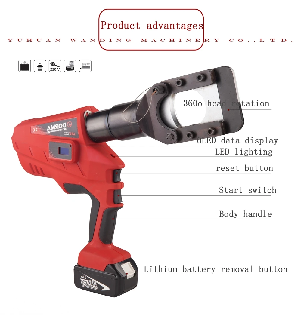 
NEC-55A modern electric power cable cutting tool battery cable cutter for Cu/Al cable 