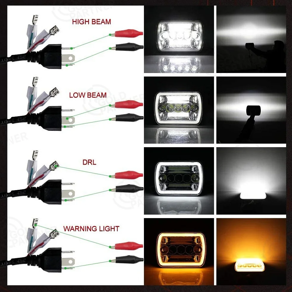 LWL081 103W Rectangle Hi/Low DRL Amber Turn Light Led Headlight 5x7 for Offroad 4x4 Headlight Led 5x7 faros