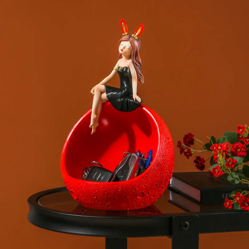
Nordic creative space rabbit key storage box holder living room dried fruit tray french home decor for home accessories modern 