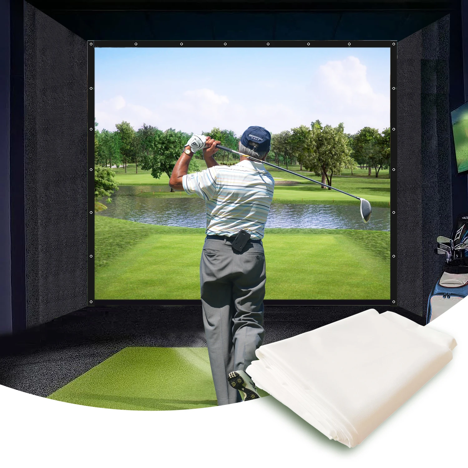 3d Impact Screen Virtual Low Noise Golf And Sport Simulator For Sale Ultra Clear Washable Golf Impact Screen for Golf Practice