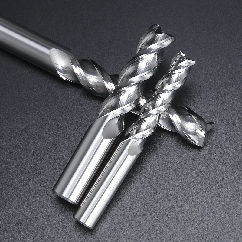 HUHAO Large core diameter high gloss 3 Flutes Aluminum Alloy Lengthened  Milling Cutter Spiral groove Tungsten Steel 2312131201