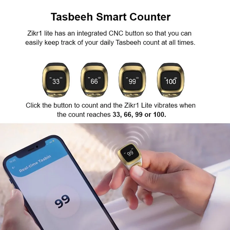 Muslim prayers tally counter reminder five daily prayers tasbeeh smart tasbih zikr ring