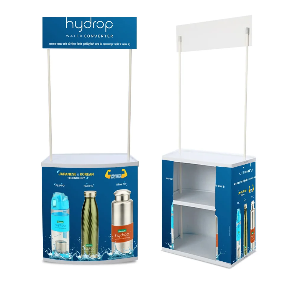 Customize design ABS/PVC promotion display stand folding promotion desk advertising exhibition portable promotion table