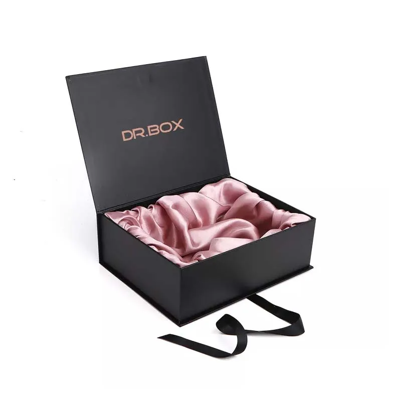 2020 new design and hot sale box for hair extension gift cardboard book shaped box packaging with satin silk insert