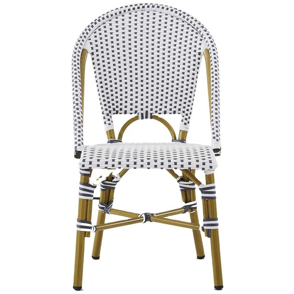 Оптовая продажа, гостиничные парижи ручной работы, штабелируемые французские алюминиевые Ротанговые бамбуковые обеденные стулья для бистро