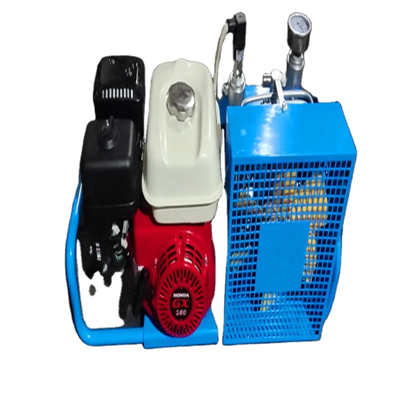 Shut off the automatically and maually pcp 300bar 4500 psi industrial gasoline diving air dive compressor portable air scuba
