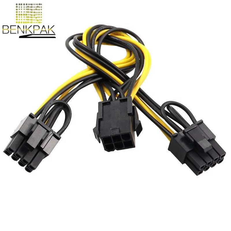 DIY PCI-E 6-Pin Женский двойной 8-Pin (6 + 2 Pin) Мужской Видеокарта адаптер питания кабель